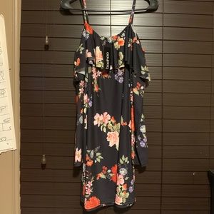 Boohoo Floral Off-the-Shoulder Ruffle Dress